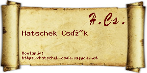 Hatschek Csák névjegykártya